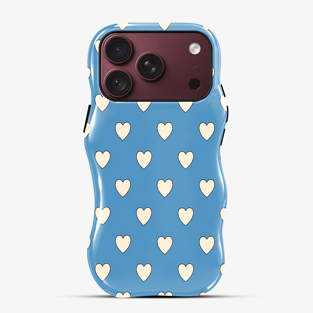 Blue White Heart Wavy Phone Case