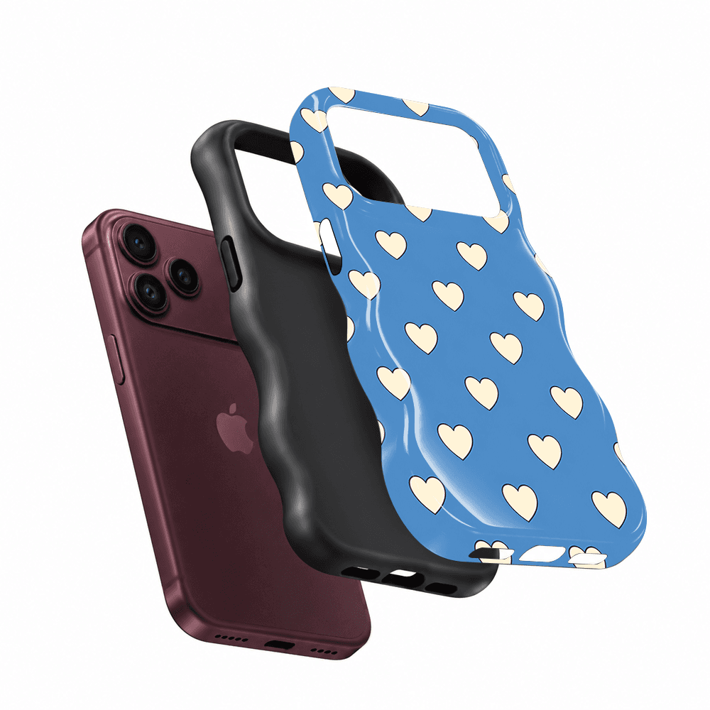 Blue White Heart Wavy Phone Case