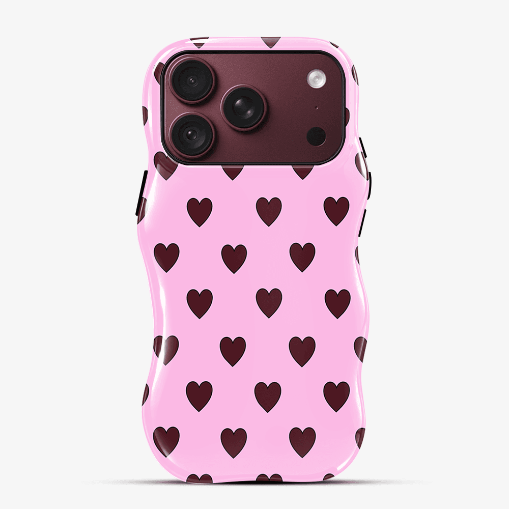 Pink Burgundy Heart Wavy Phone Case