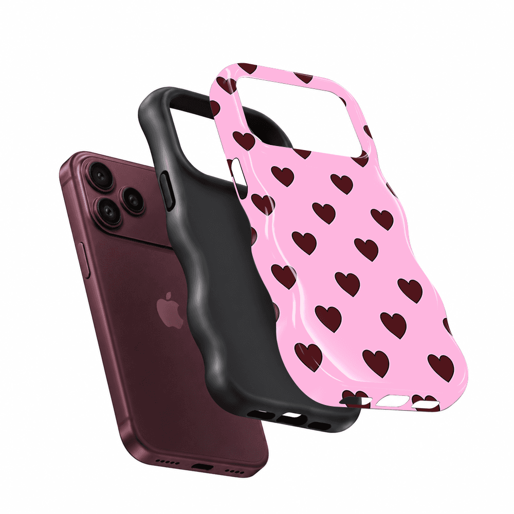 Pink Burgundy Heart Wavy Phone Case