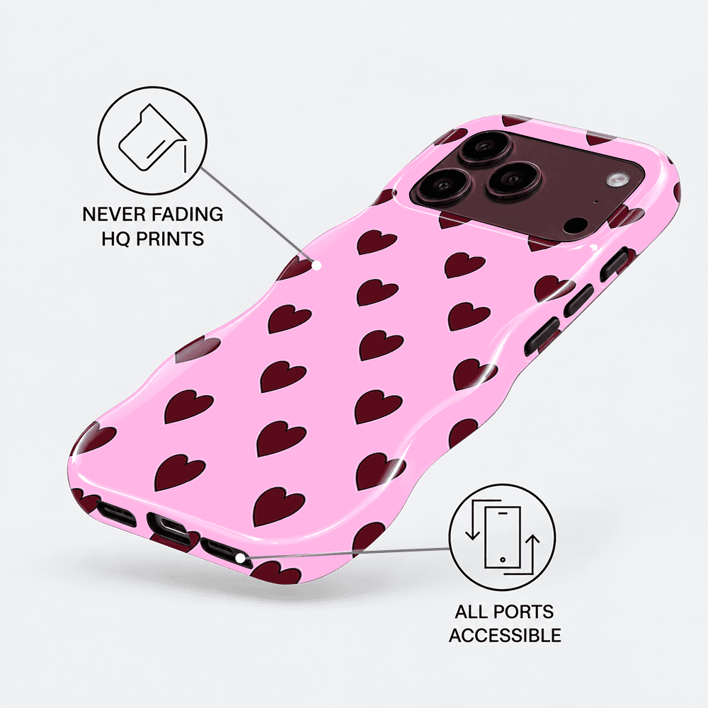 Pink Burgundy Heart Wavy Phone Case