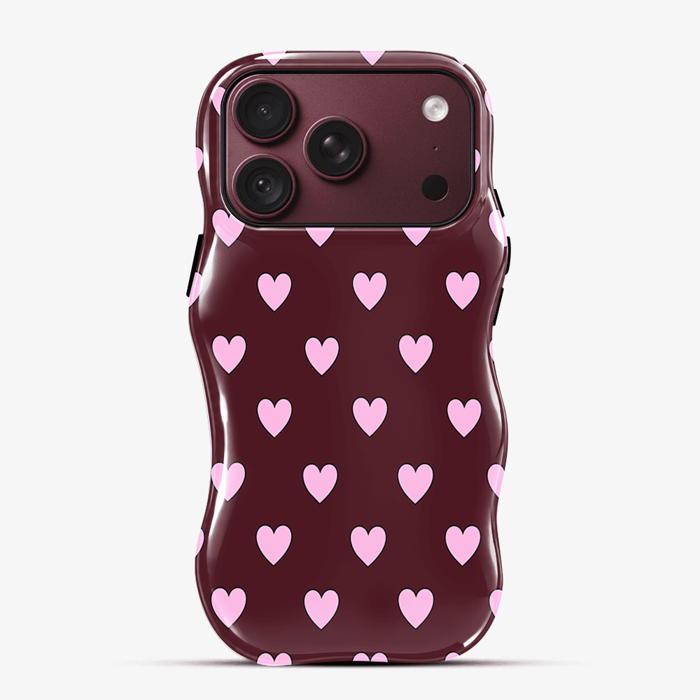 Plum Pink Heart Wavy Phone Case