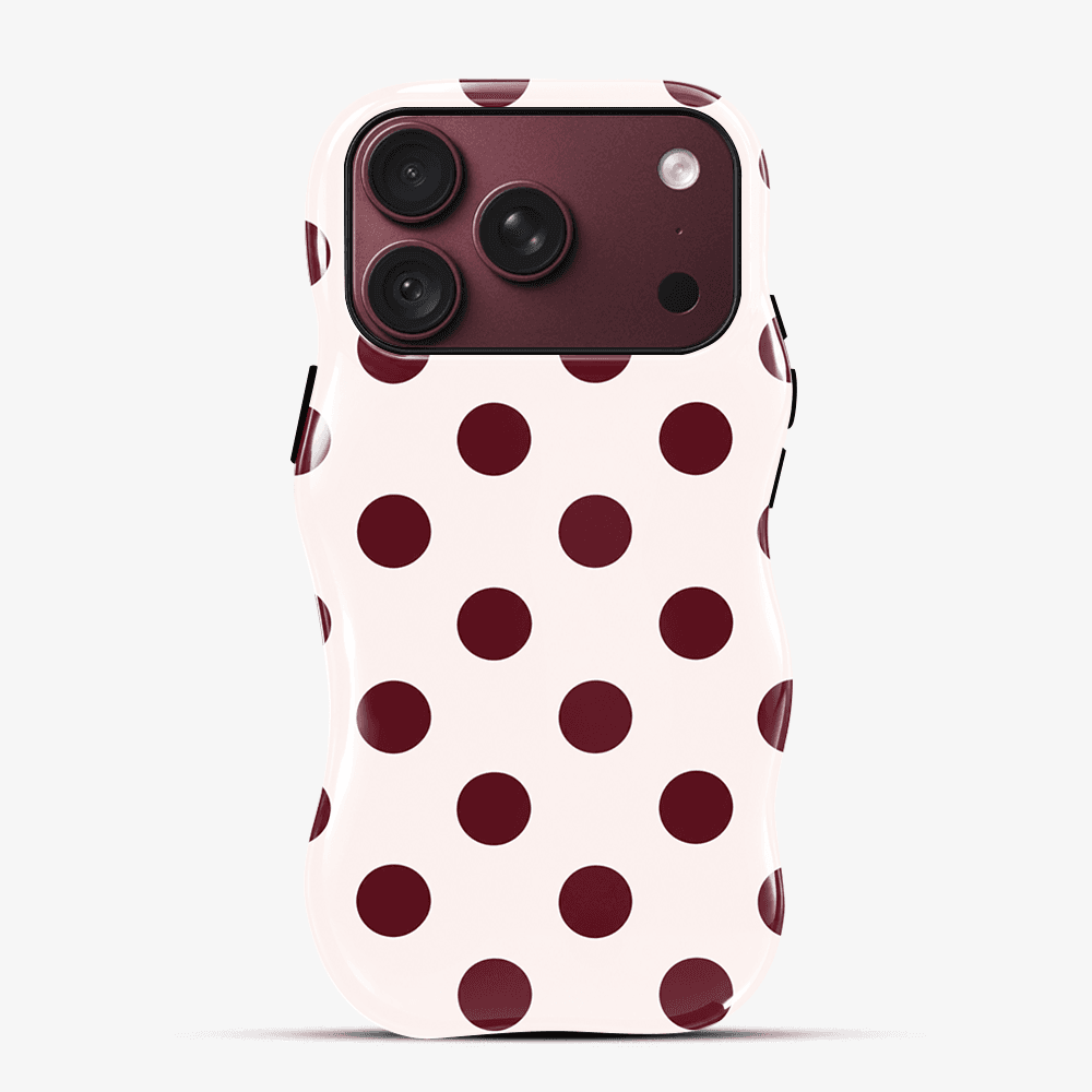Burgundy Polka Dot Wavy Phone Case