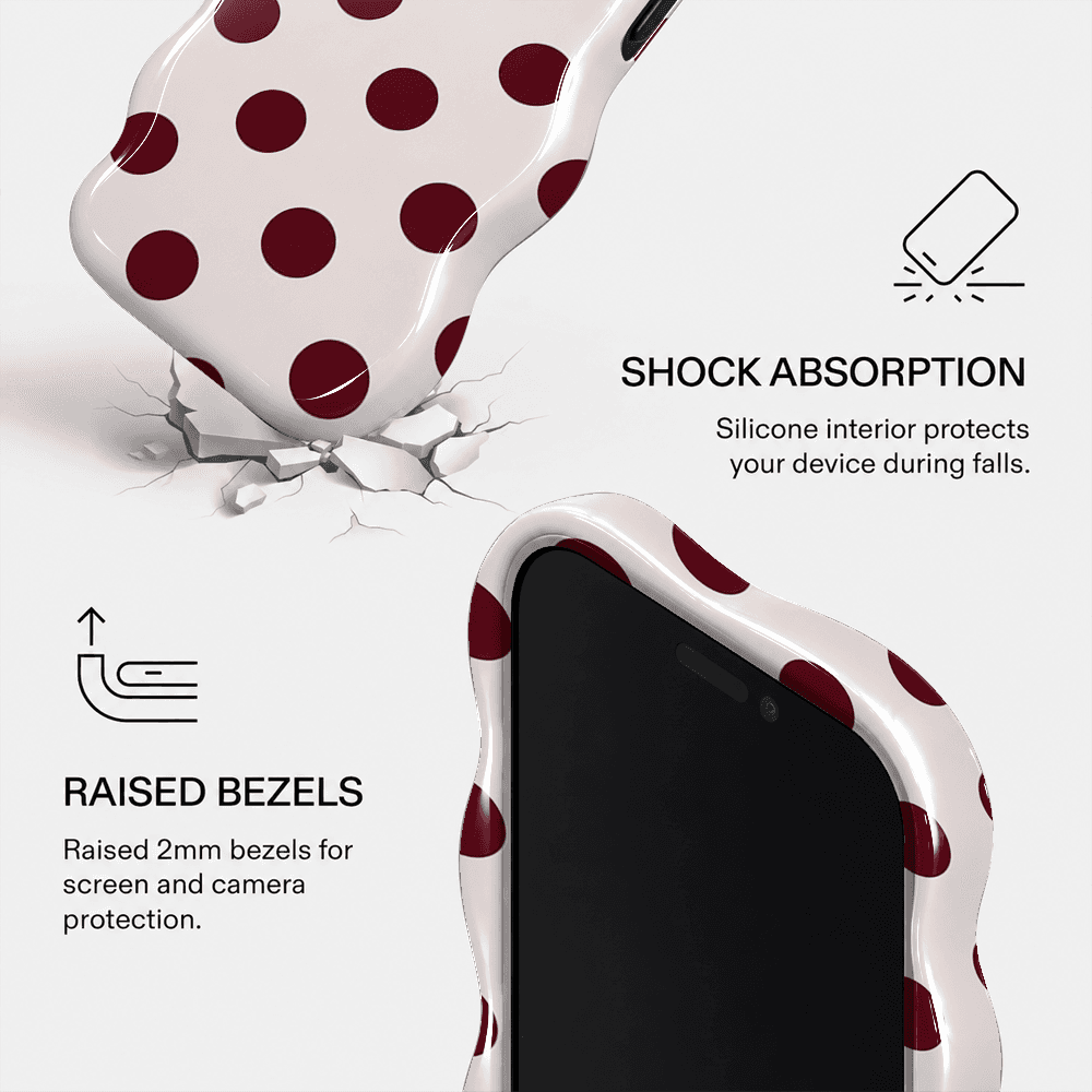 Burgundy Polka Dot Wavy Phone Case