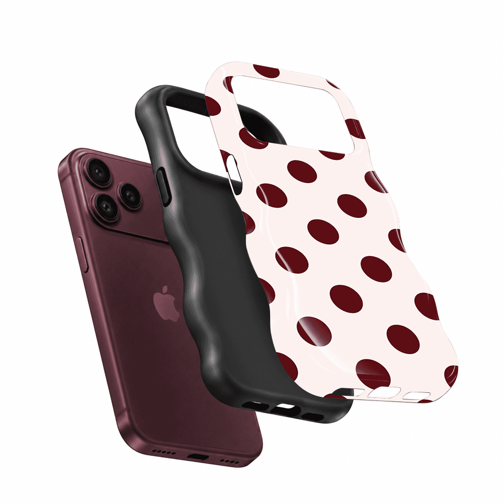 Burgundy Polka Dot Wavy Phone Case