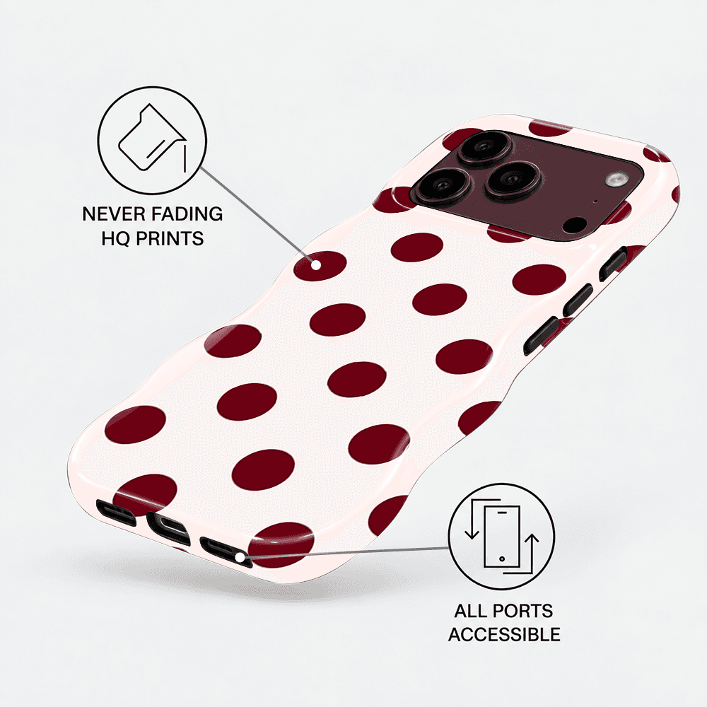 Burgundy Polka Dot Wavy Phone Case