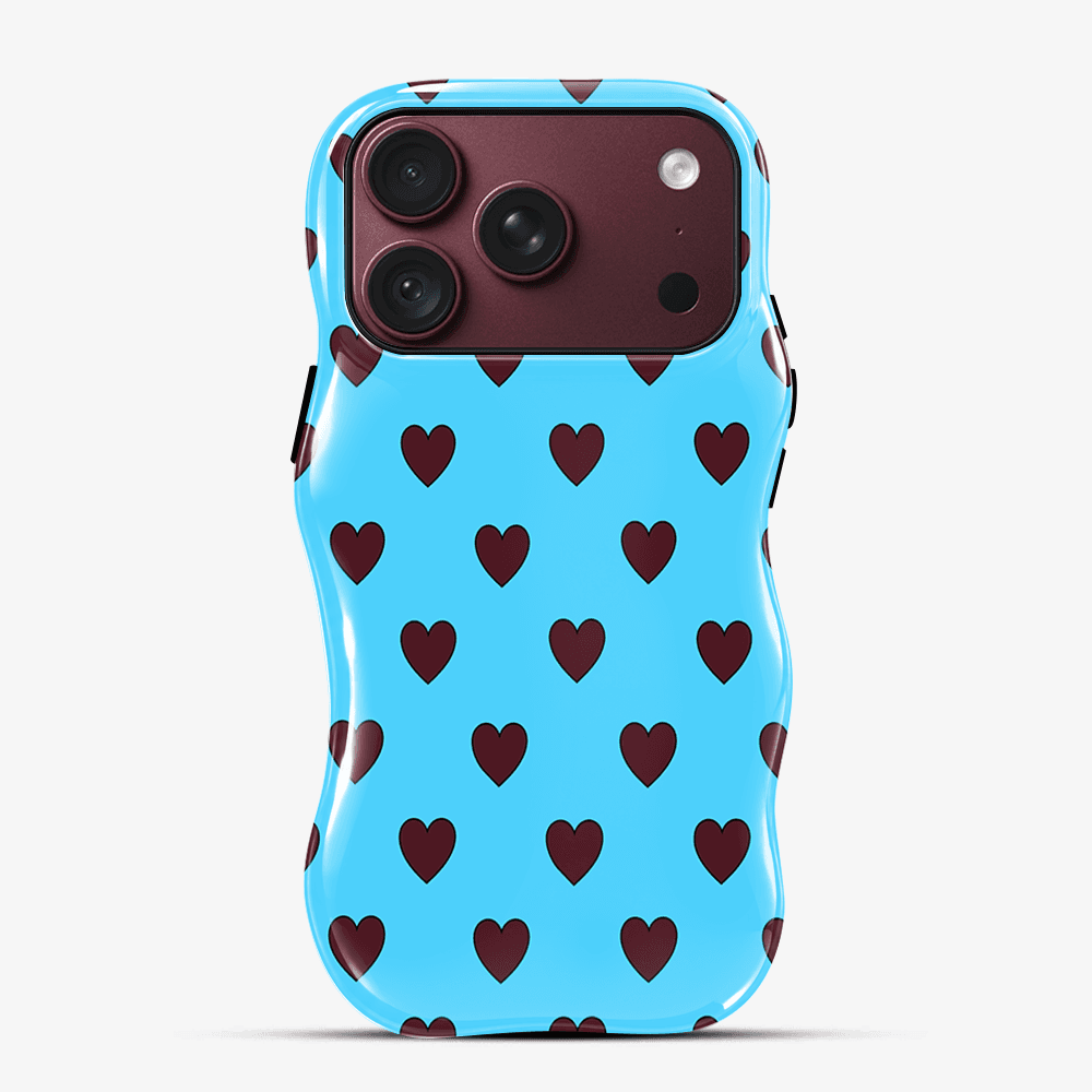Sky Blue Heart Wavy Phone Case