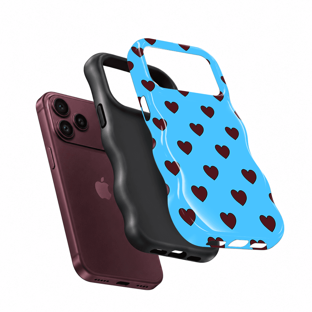 Sky Blue Heart Wavy Phone Case