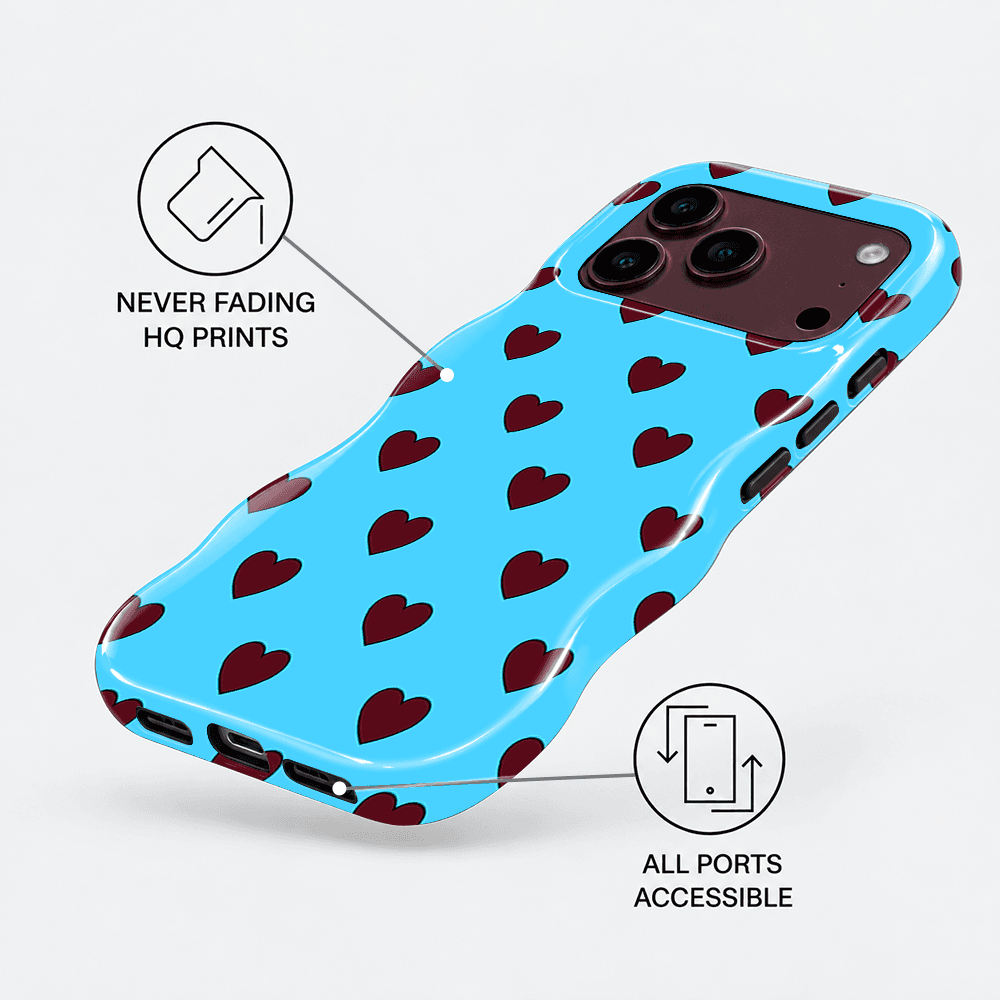 Sky Blue Heart Wavy Phone Case