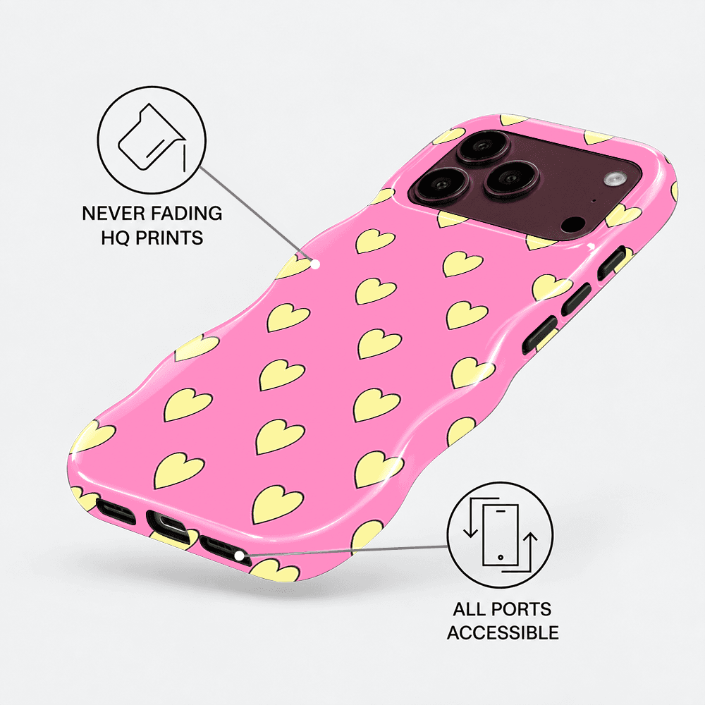Pink Green Heart Wavy Phone Case