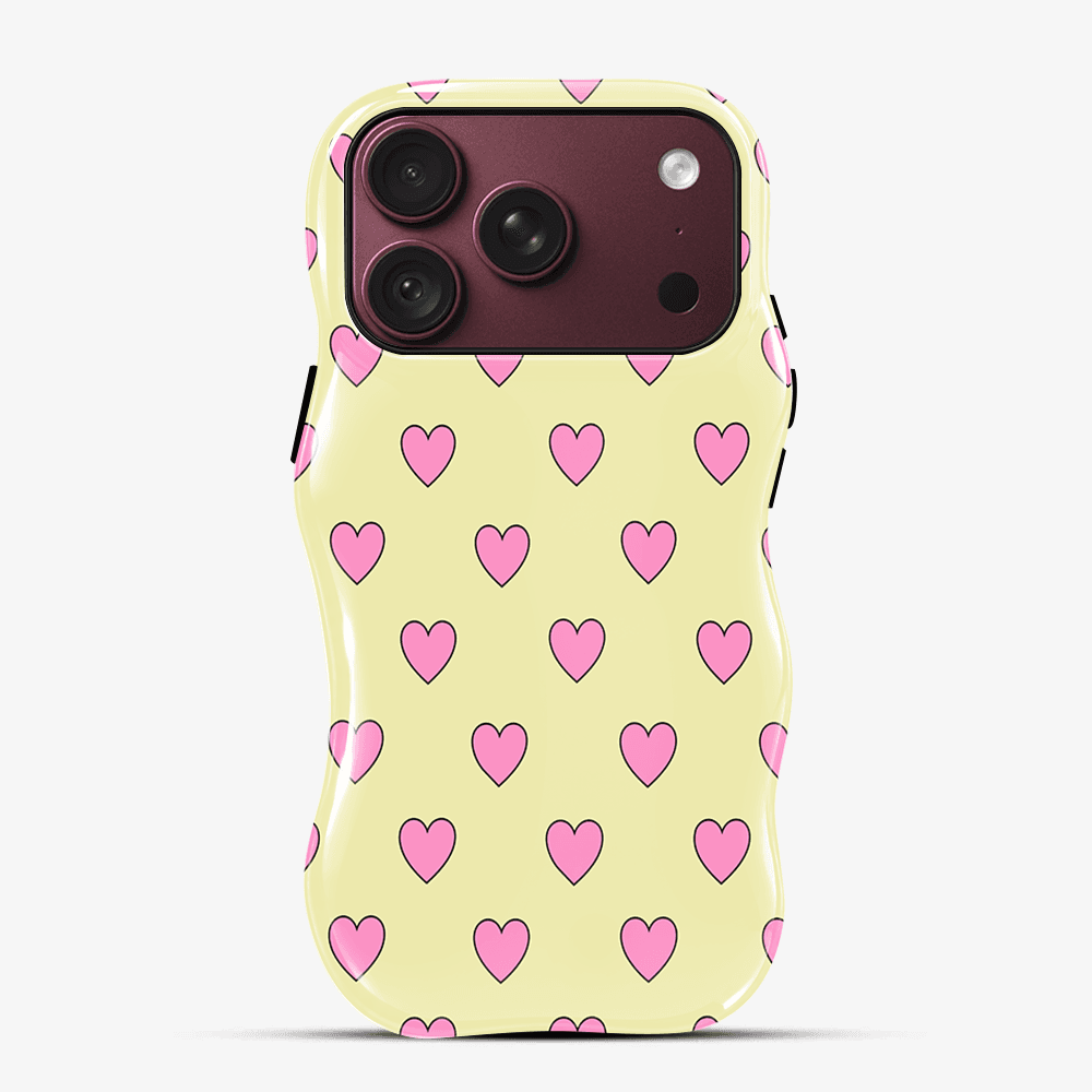 Cream Pink Heart Wavy Phone Case