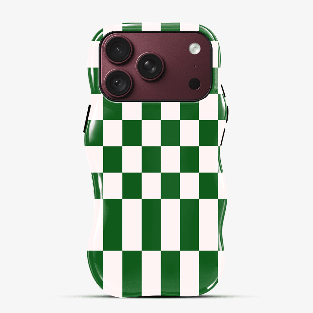 Green Cream Checkerboard Wavy Phone Case