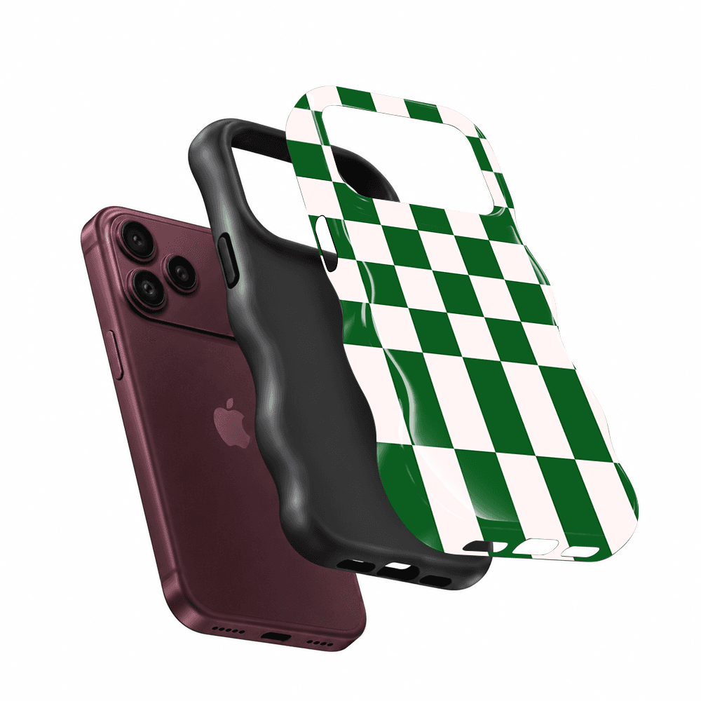 Green Cream Checkerboard Wavy Phone Case