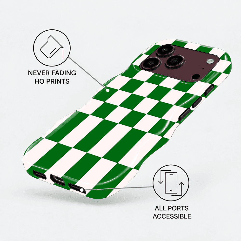 Green Cream Checkerboard Wavy Phone Case