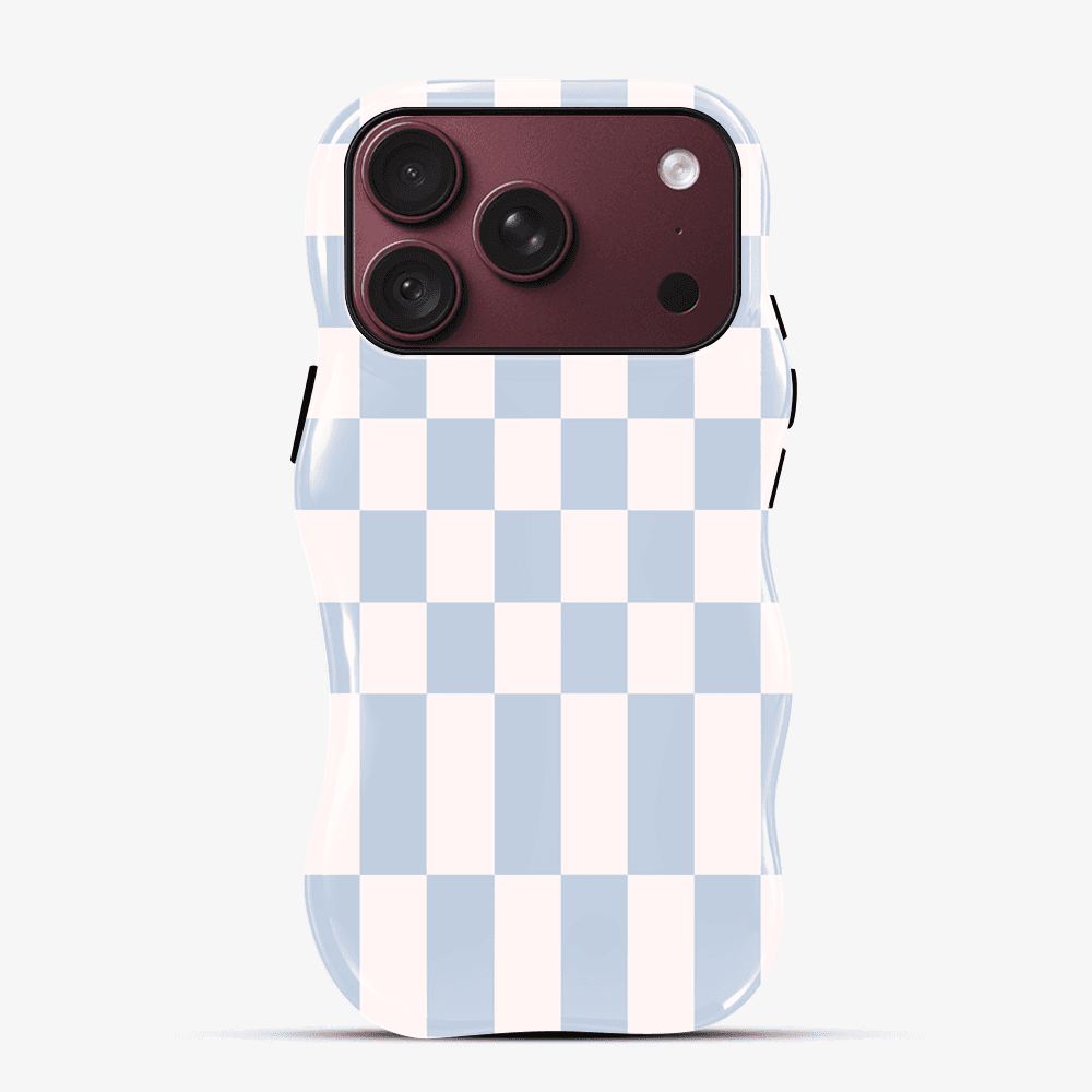 Light Blue White Checkerboard Wavy Phone Case