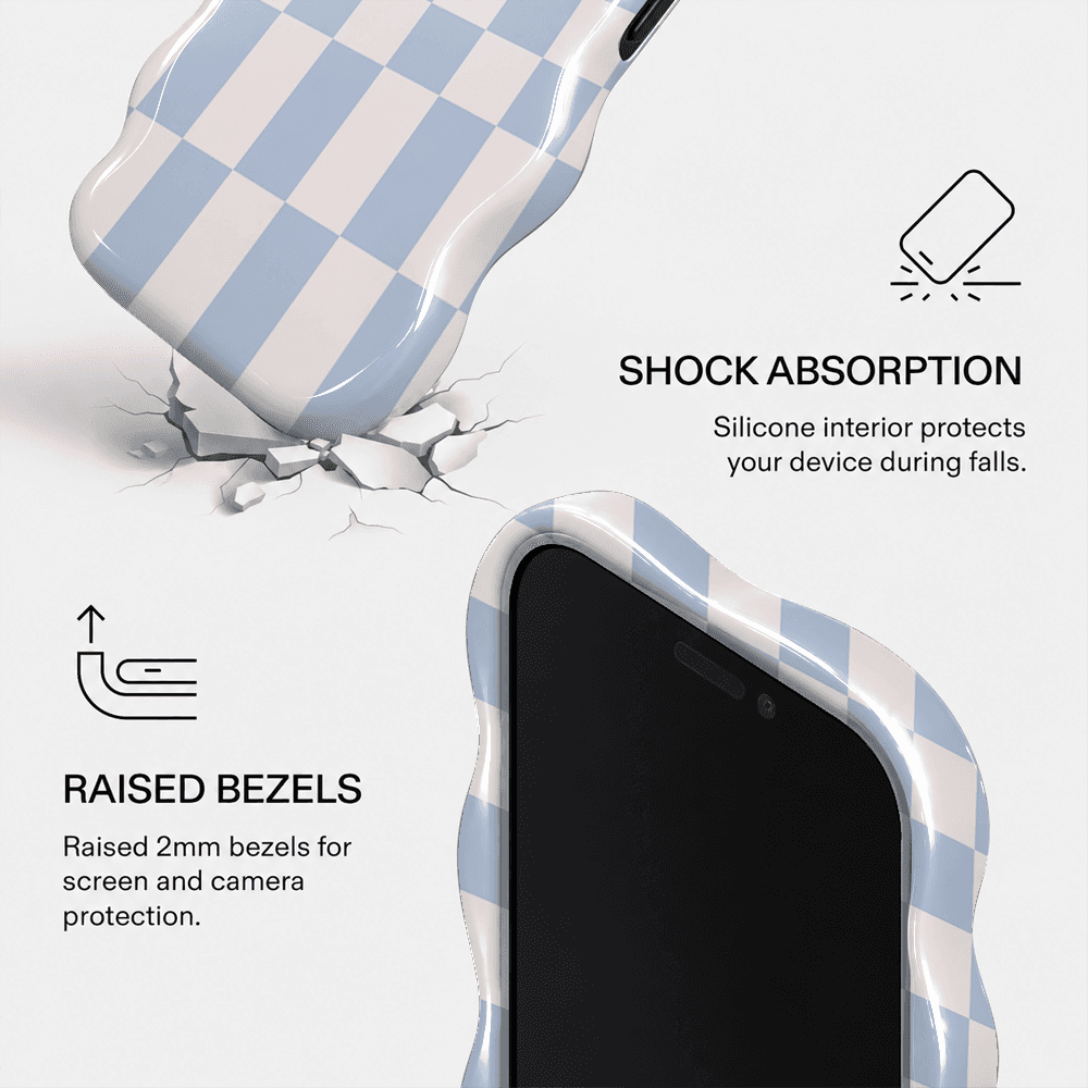 Light Blue White Checkerboard Wavy Phone Case