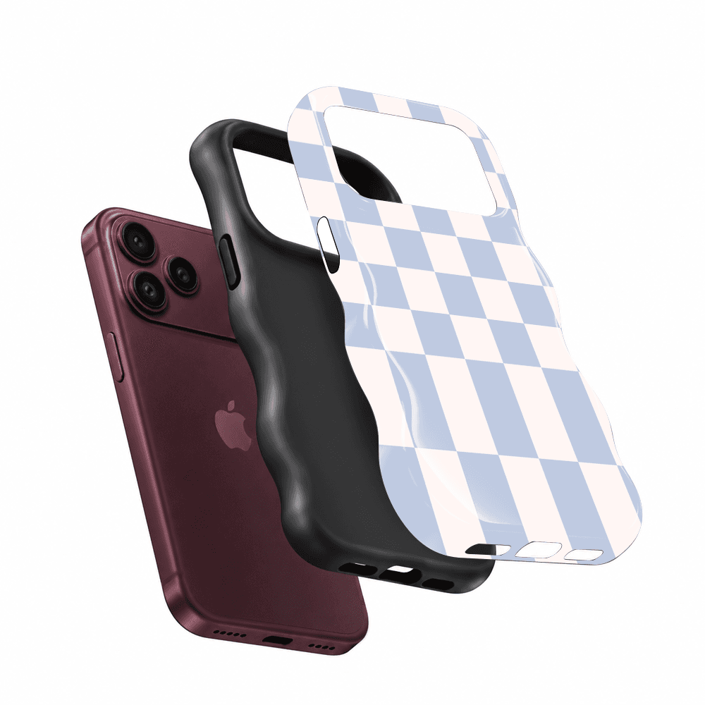 Light Blue White Checkerboard Wavy Phone Case