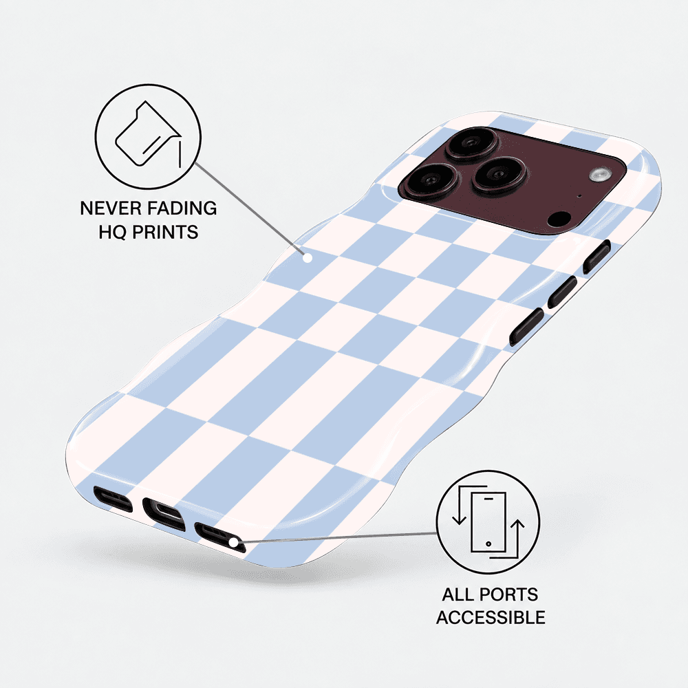 Light Blue White Checkerboard Wavy Phone Case