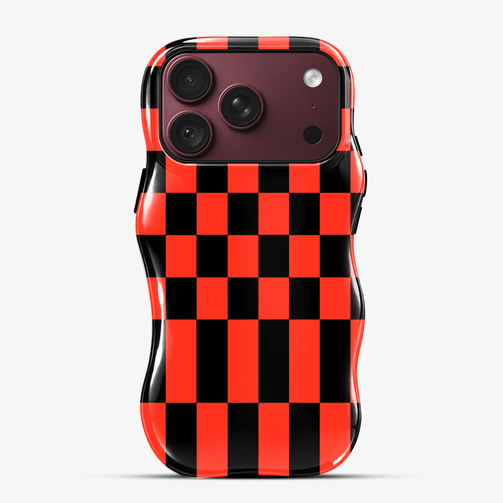 Red Black Checkerboard Wavy Phone Case