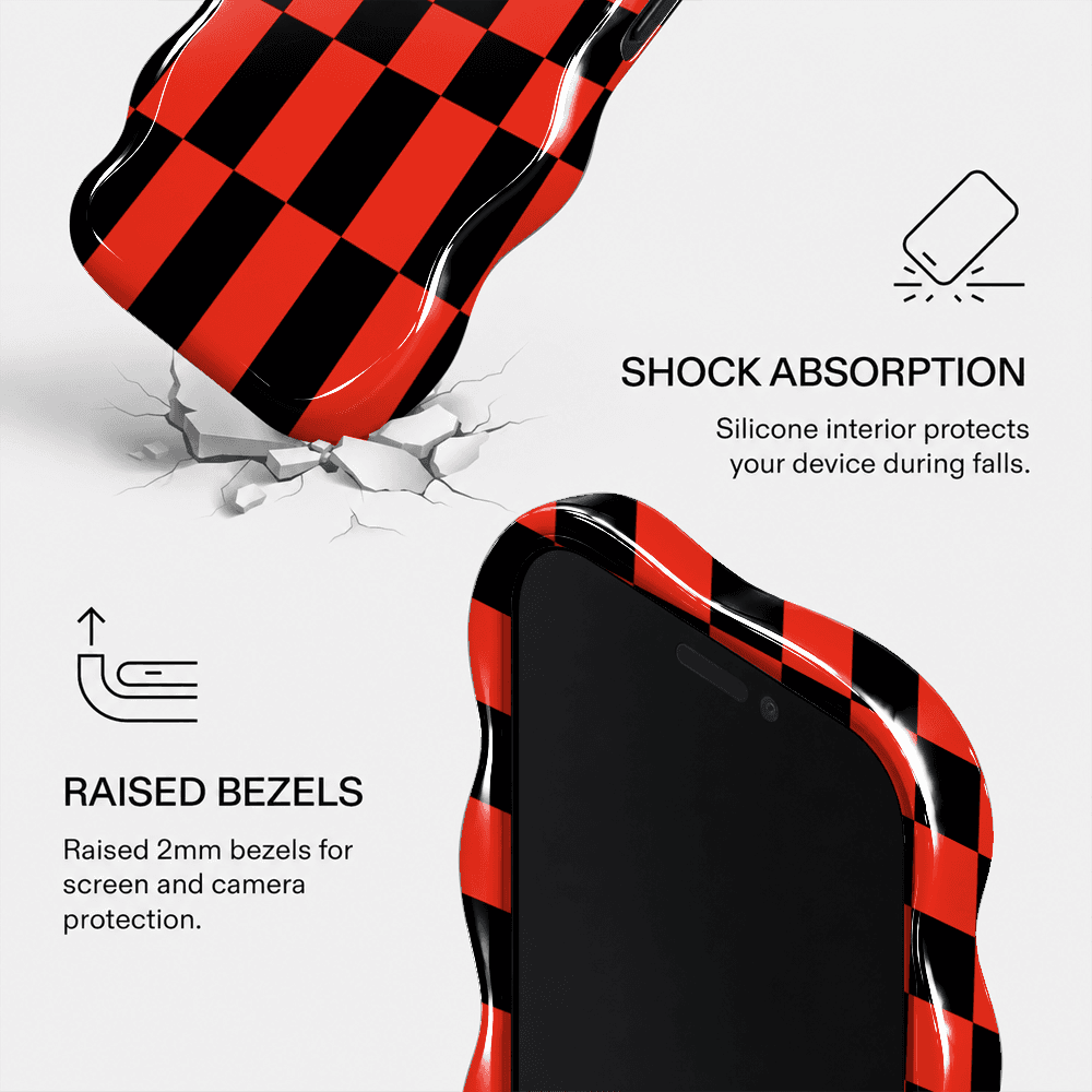 Red Black Checkerboard Wavy Phone Case