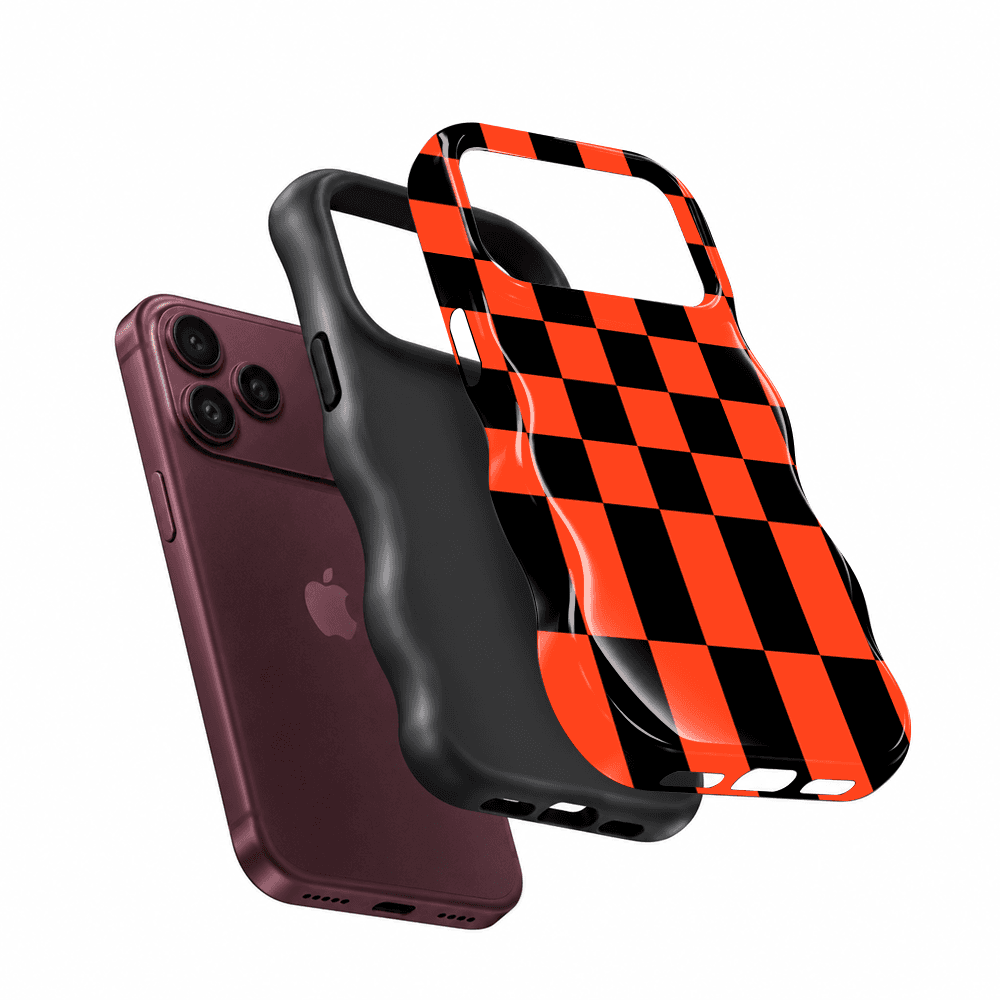 Red Black Checkerboard Wavy Phone Case