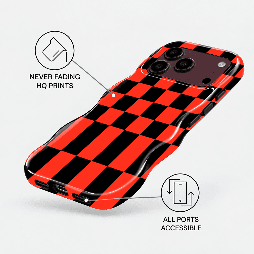 Red Black Checkerboard Wavy Phone Case