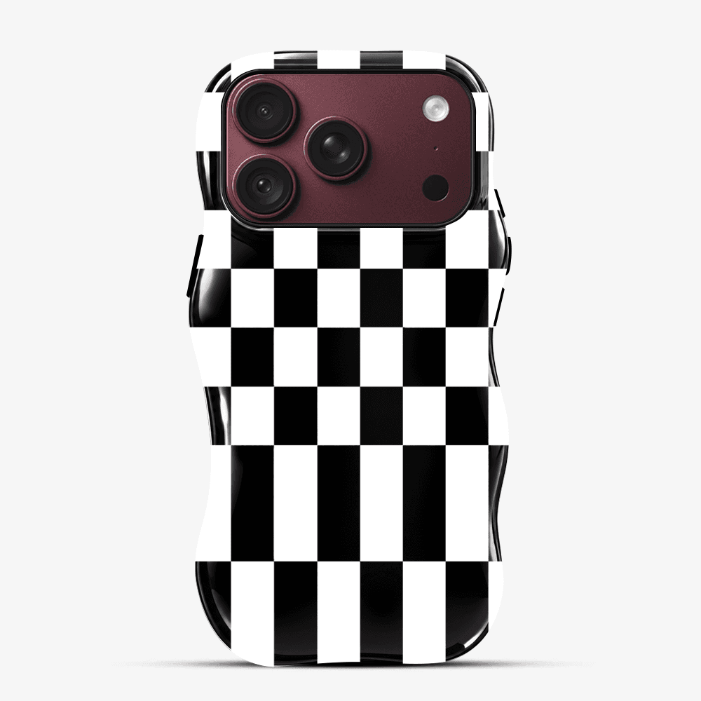 Black White Checkerboard Wavy Phone Case