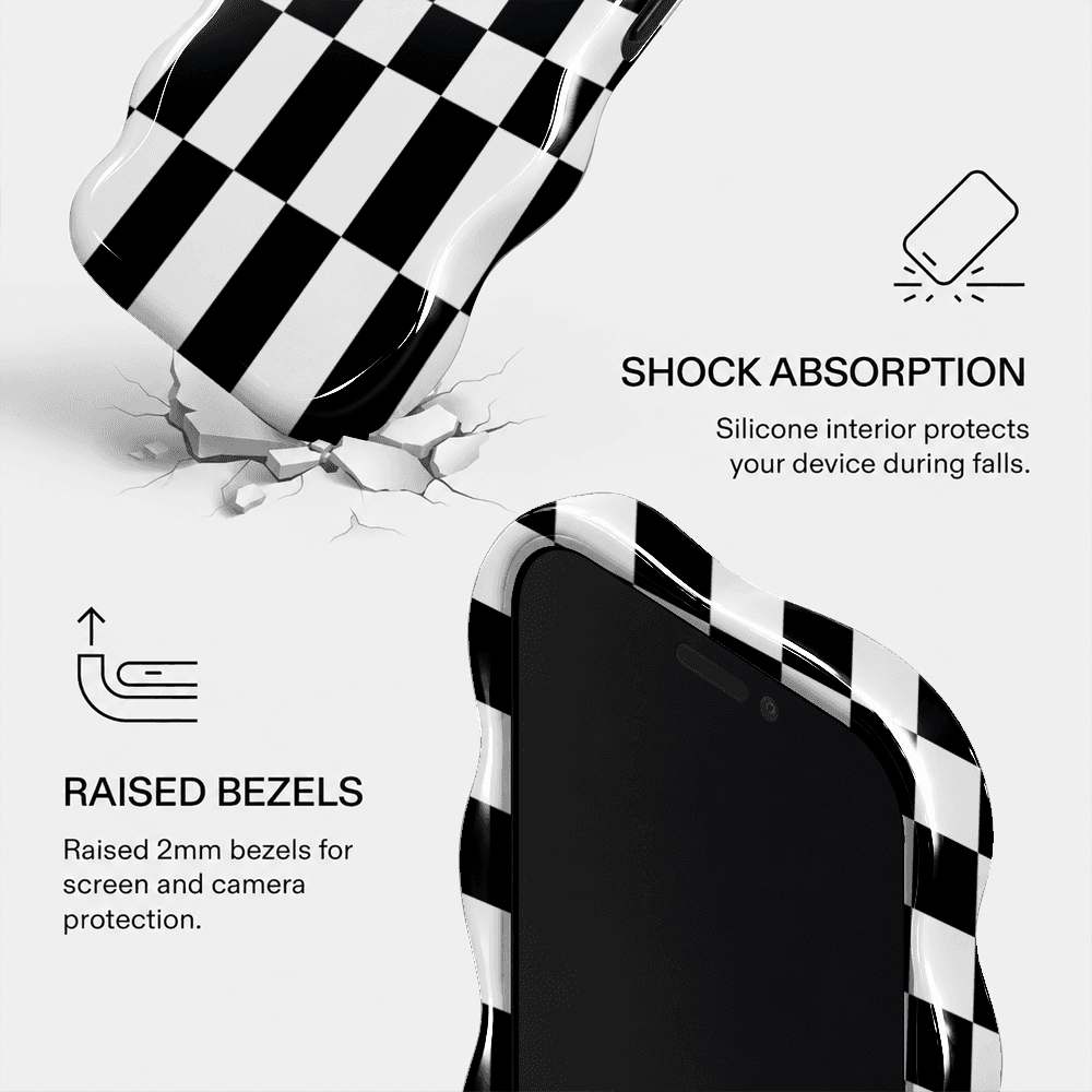 Black White Checkerboard Wavy Phone Case
