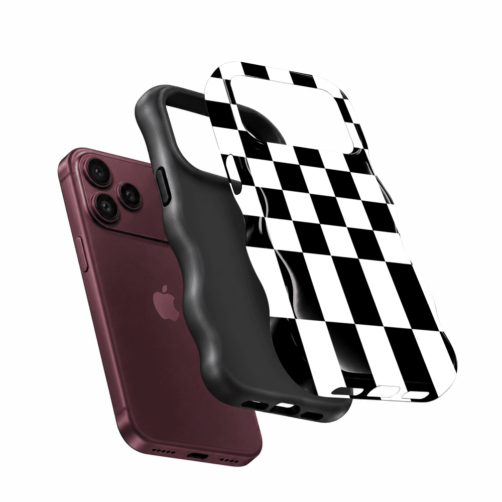 Black White Checkerboard Wavy Phone Case