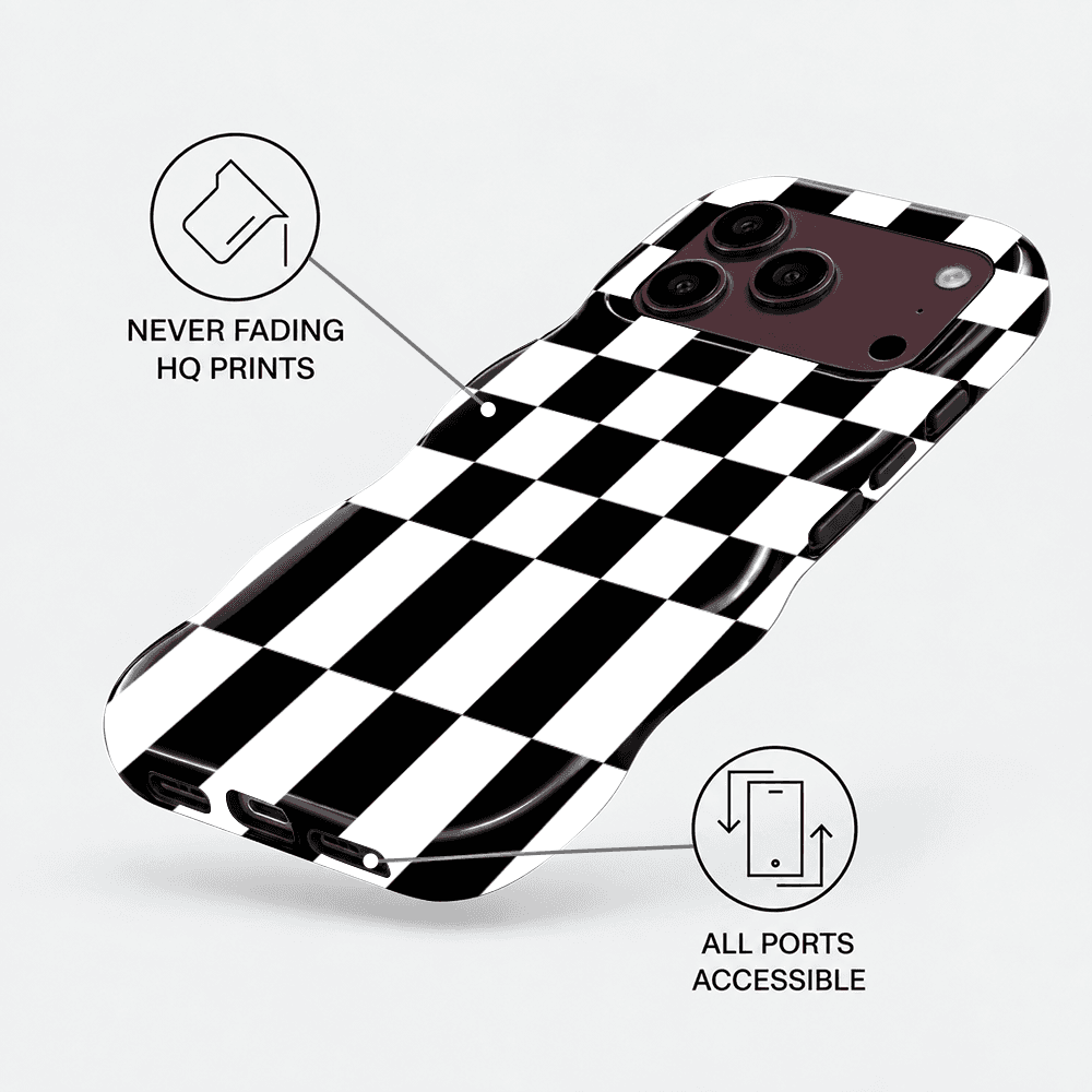 Black White Checkerboard Wavy Phone Case
