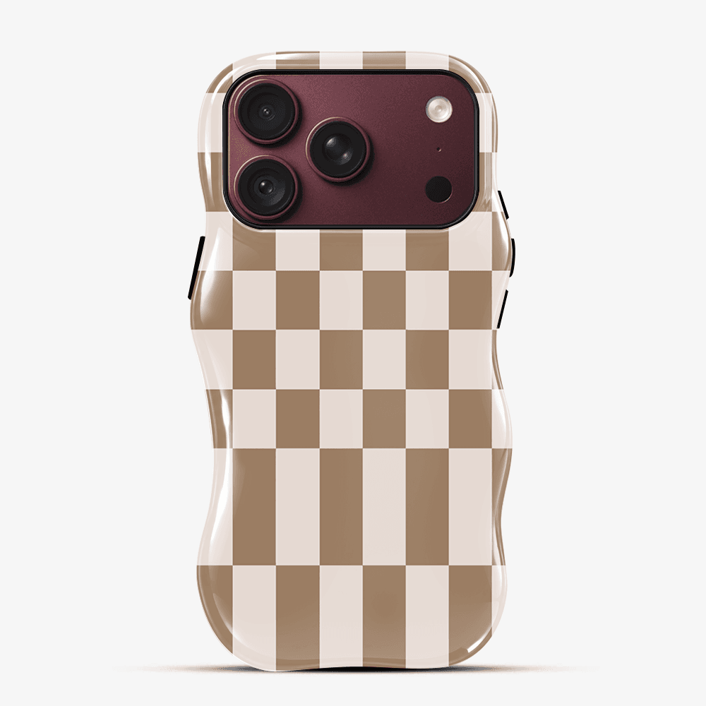 Brown Cream Checkerboard Wavy Phone Case