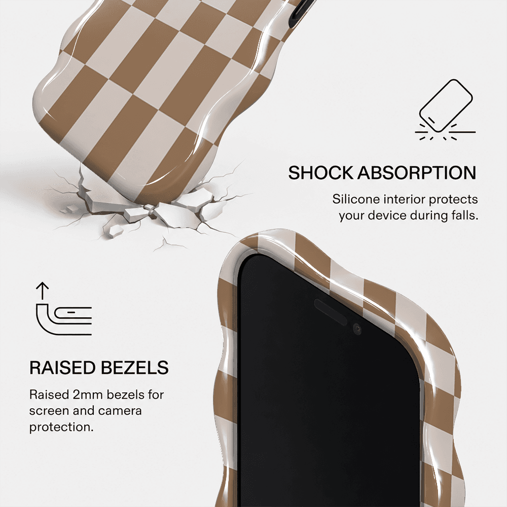 Brown Cream Checkerboard Wavy Phone Case