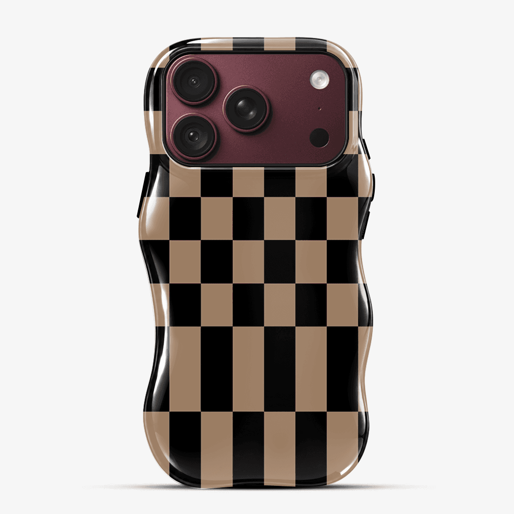 Black Tan Checkerboard Wavy Phone Case