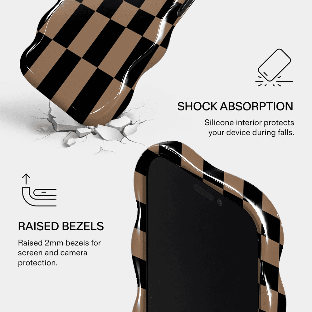 Black Tan Checkerboard Wavy Phone Case