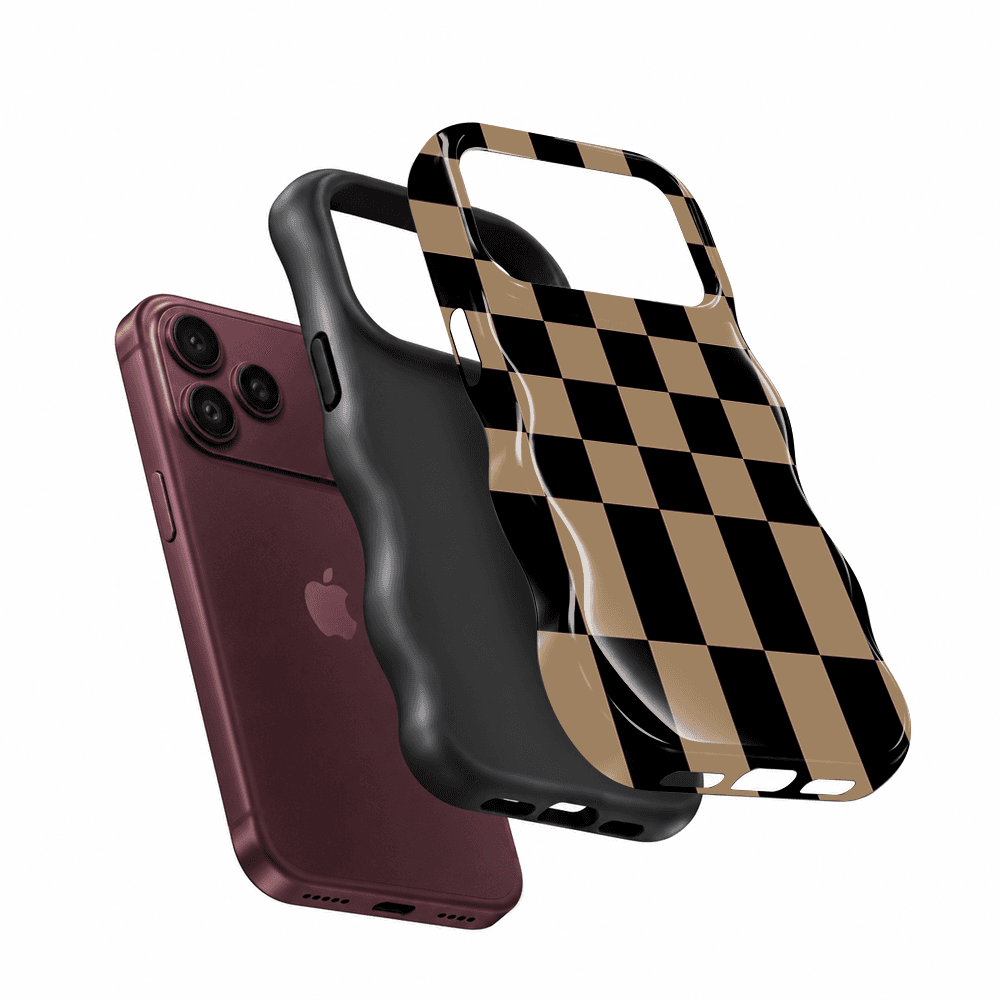 Black Tan Checkerboard Wavy Phone Case