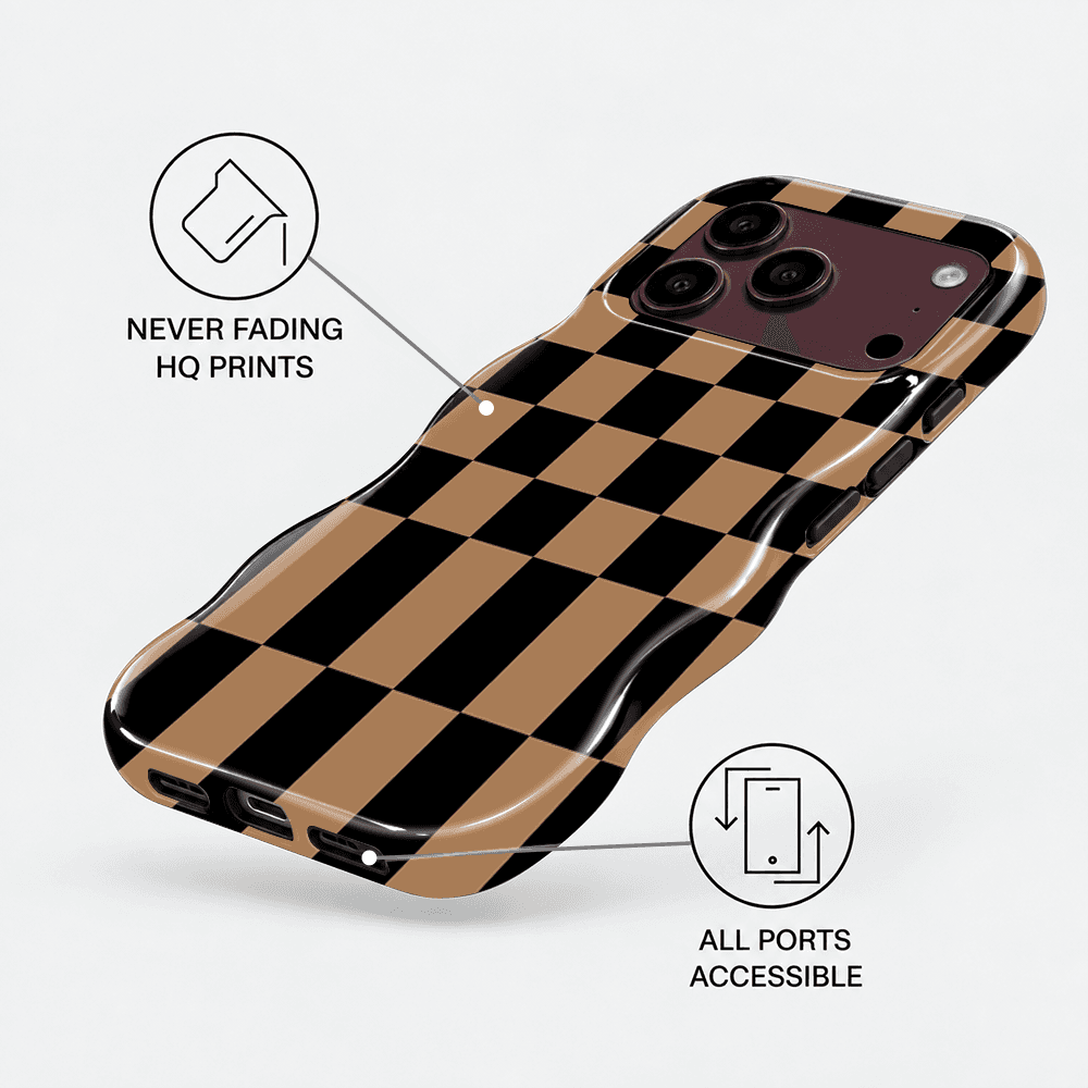 Black Tan Checkerboard Wavy Phone Case