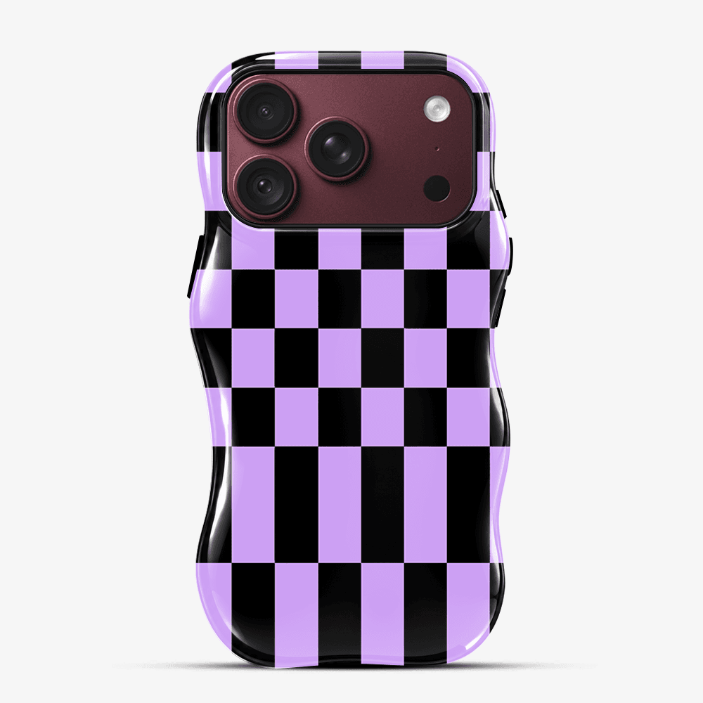 Purple White Checkerboard Wavy Phone Case