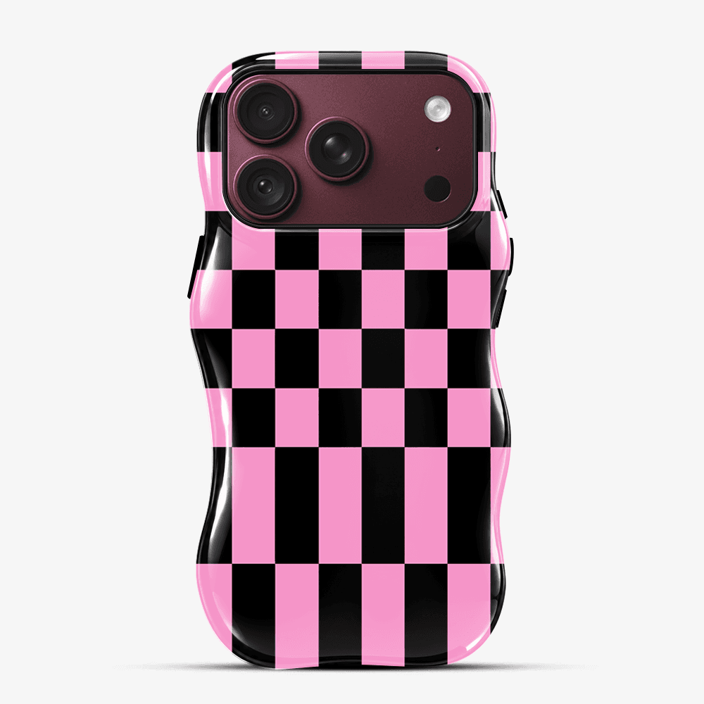 Pink Black Checkerboard Wavy Phone Case