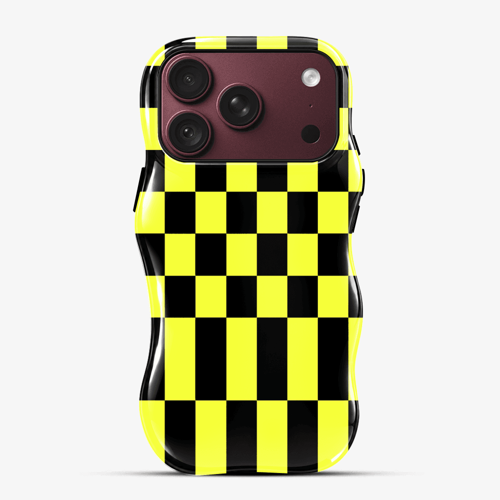 Yellow Black Checkerboard Wavy Phone Case