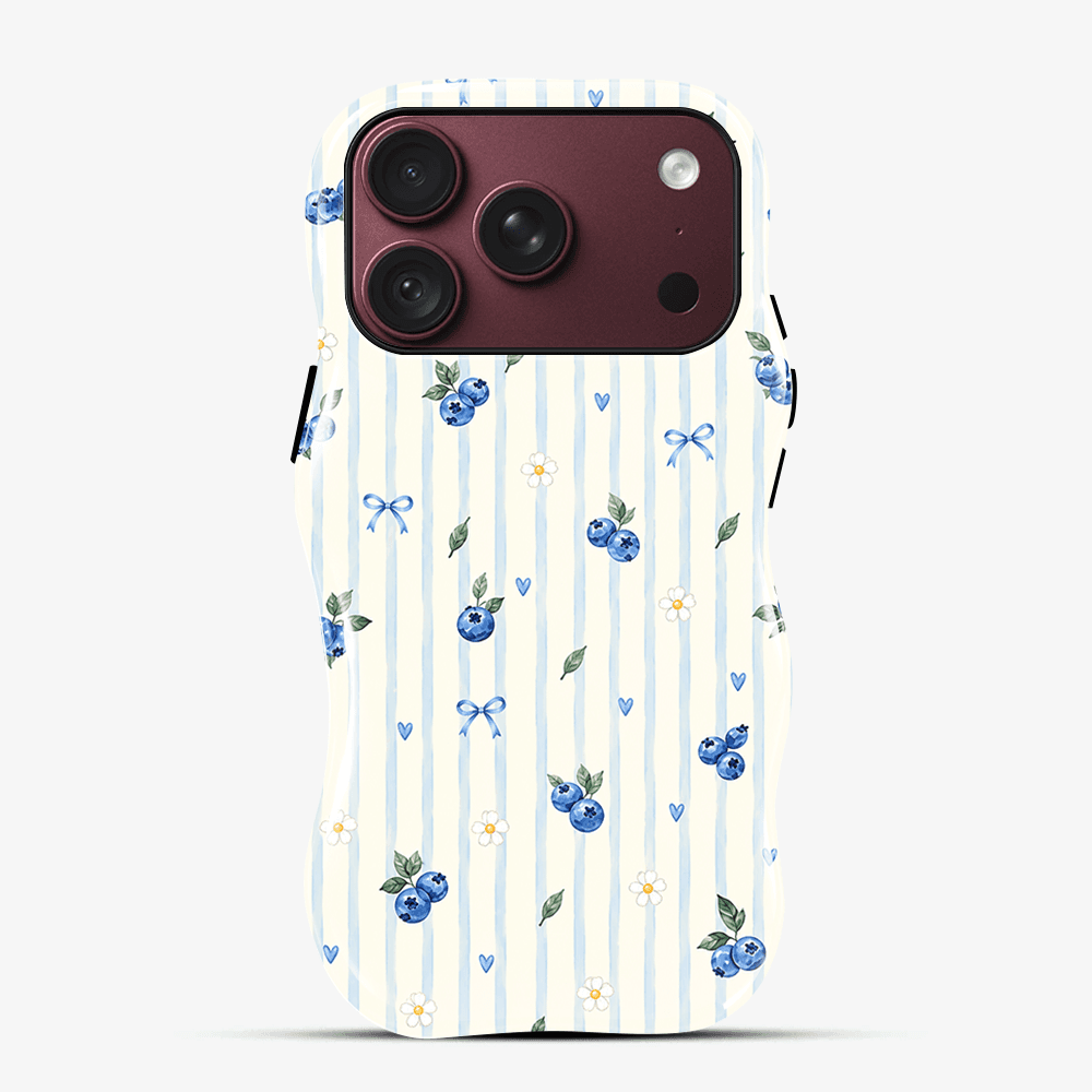 White Blue Floral Wavy Phone Case