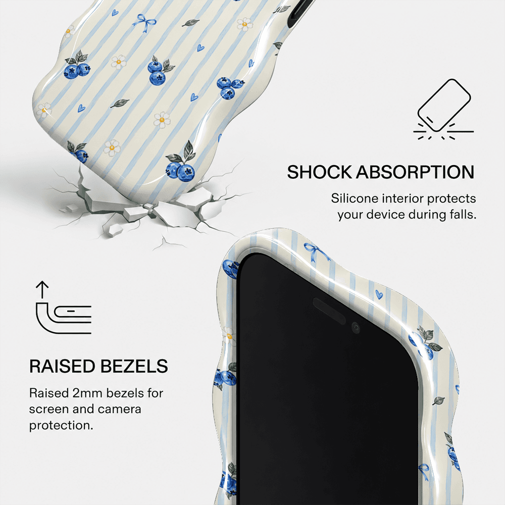 White Blue Floral Wavy Phone Case