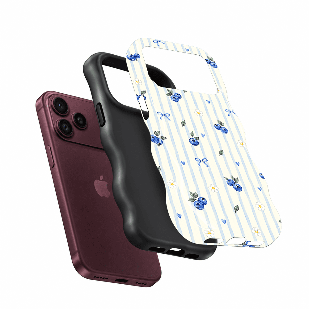 White Blue Floral Wavy Phone Case
