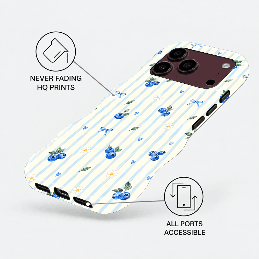 White Blue Floral Wavy Phone Case