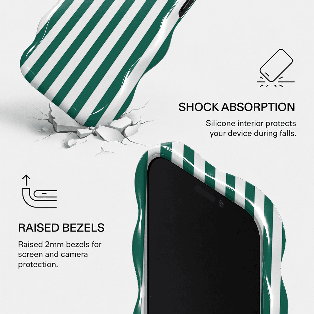 Green White Stripe Wavy Phone Case