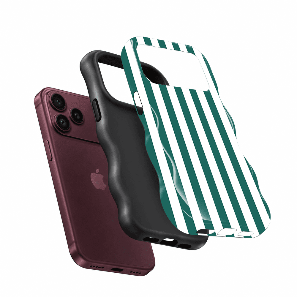 Green White Stripe Wavy Phone Case