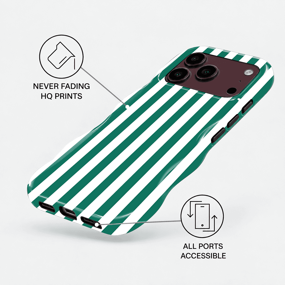 Green White Stripe Wavy Phone Case