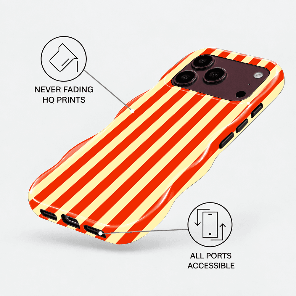 Orange Red Stripe Wavy Phone Case