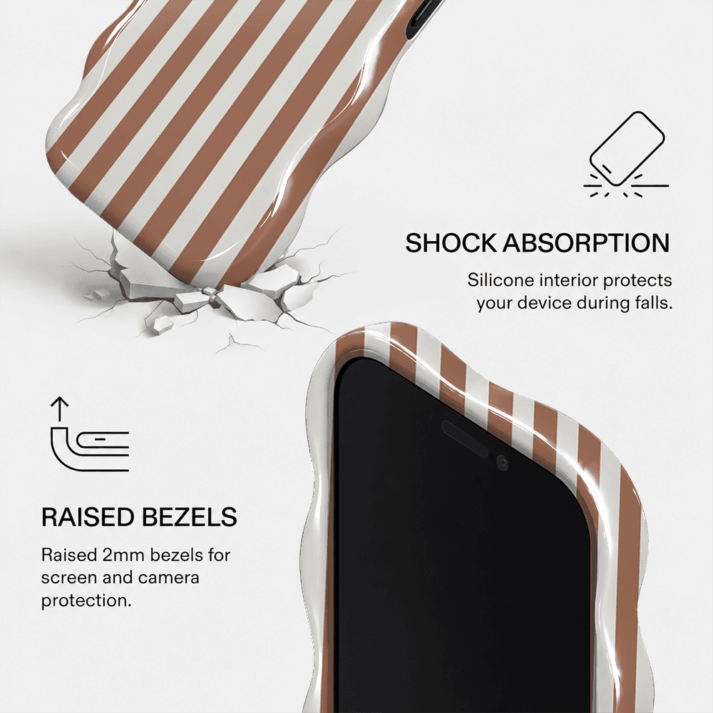 Brown Cream Stripe Wavy Phone Case