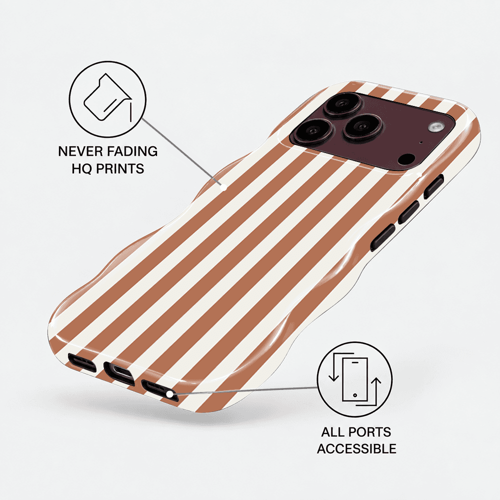 Brown Cream Stripe Wavy Phone Case