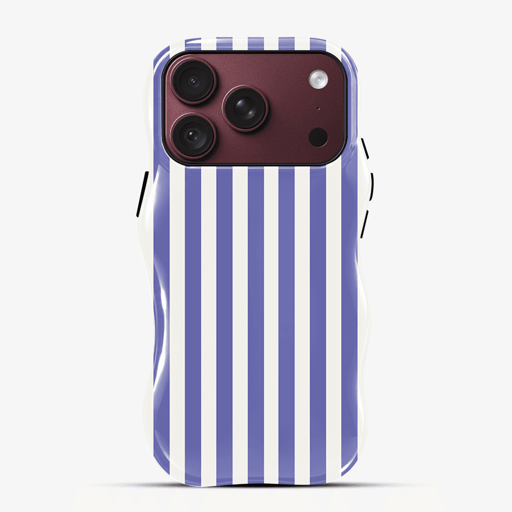 Periwinkle White Stripe Wavy Phone Case